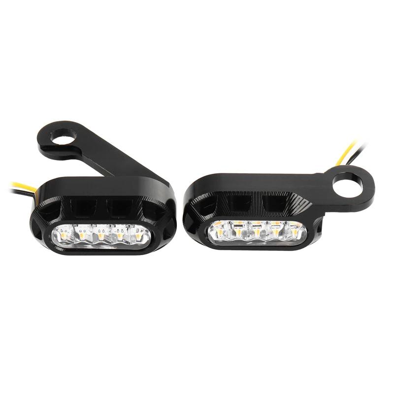 1 Pair Motorcycle Modified Handlebar Led Turn Signal Mini Rearview Mirror Turn Light Decoration for Harley 883 1200 Tough Guy