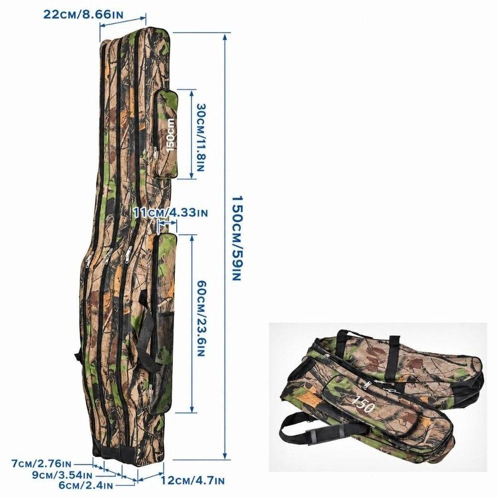 Oxford Fabric Fishing Rod Bag 3 Layers Fishing Carry Case Durable Fishing Tackle Bag  Outdoor Use