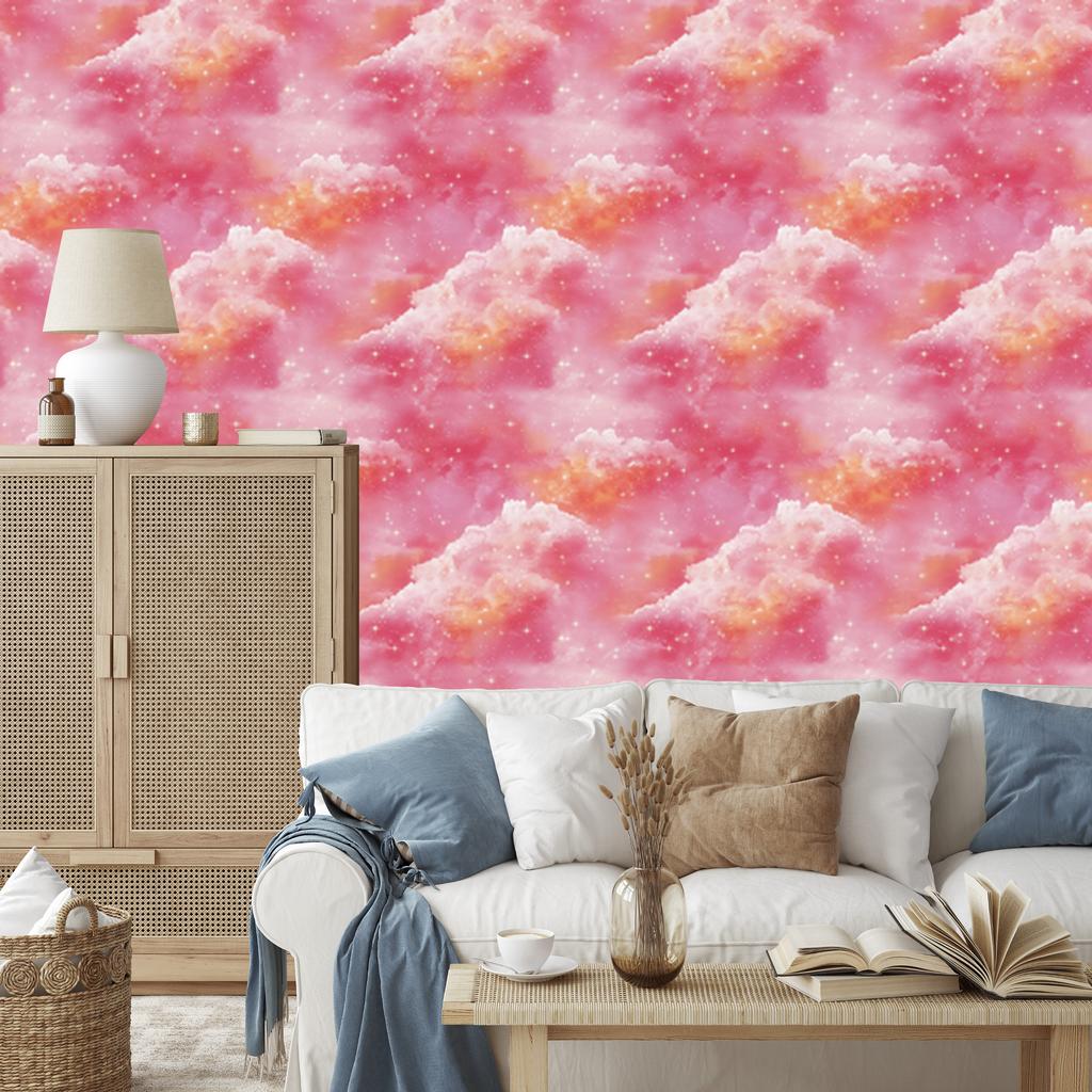 Watercolor Galaxy Powder Pink Wallpaper for Living Room and Bedroom 50x1000