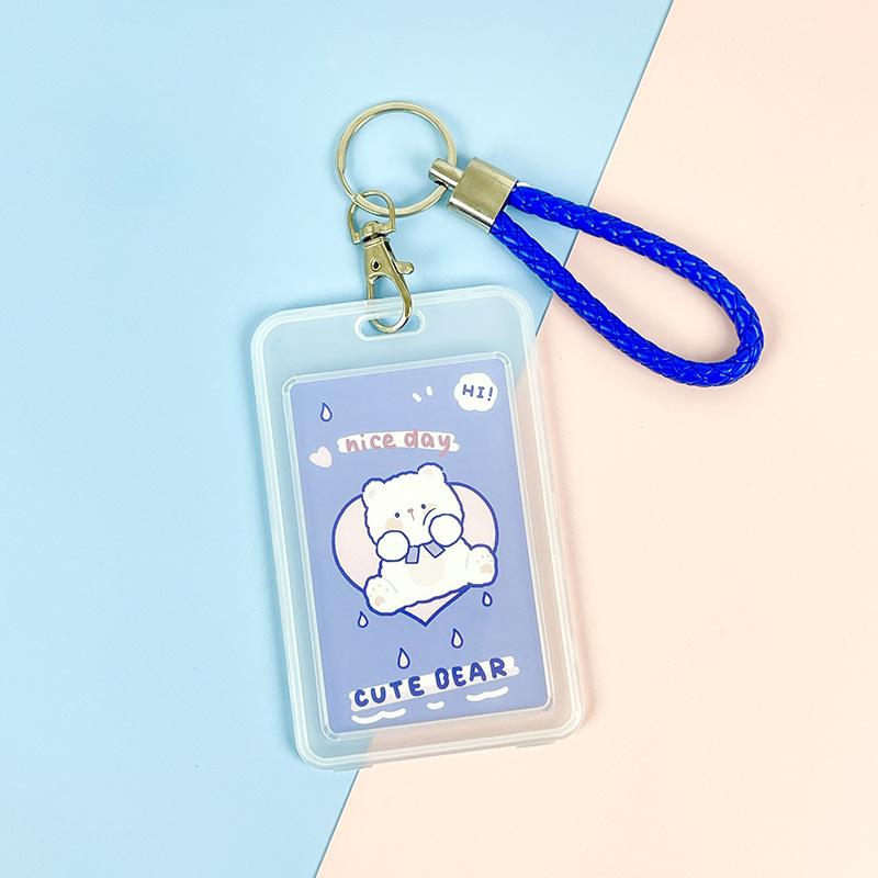 Ins Cute Transparent Lanyard Card Cover Student Bus Cards Case Cartoon Work Card Covers Credit Card Holder Id Holder with Rope