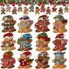 12/24pcs Gingerbread Man Ornaments Christmas Tree Wooden Hanging Decorations Pendants Cute Cartoon Xmas DIY Hangings Home Decor