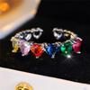 Cute Female Rainbow Zircon Stone Adjustable Heart Ring Vintage  Color Open Wedding Jewelry For Women