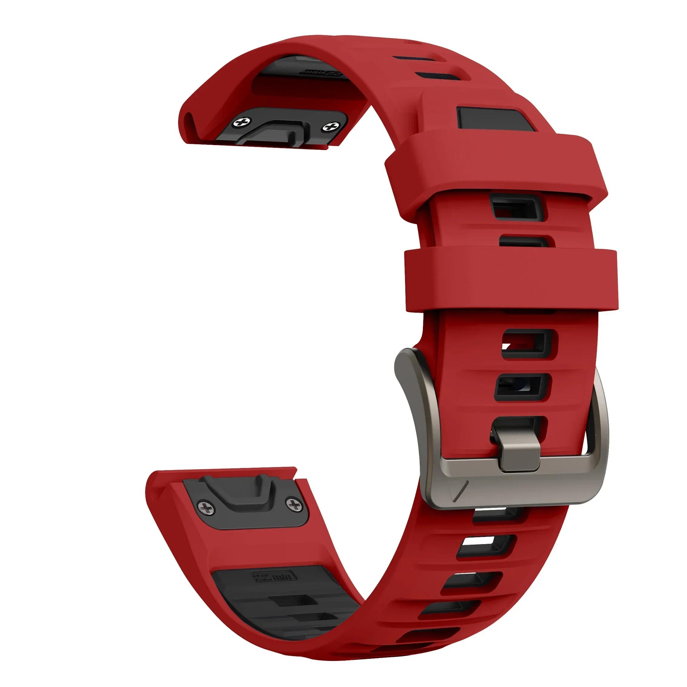 

1:1 Швидкознімний 22 26 мм силіконовий ремінець для Garmin Fenix 8 E 7X 7 6 6X Pro 5 5X Plus/Epix Pro 51 мм 47 мм Браслет Ремінці для годинника QuickFit 26mm червоний колір чорний