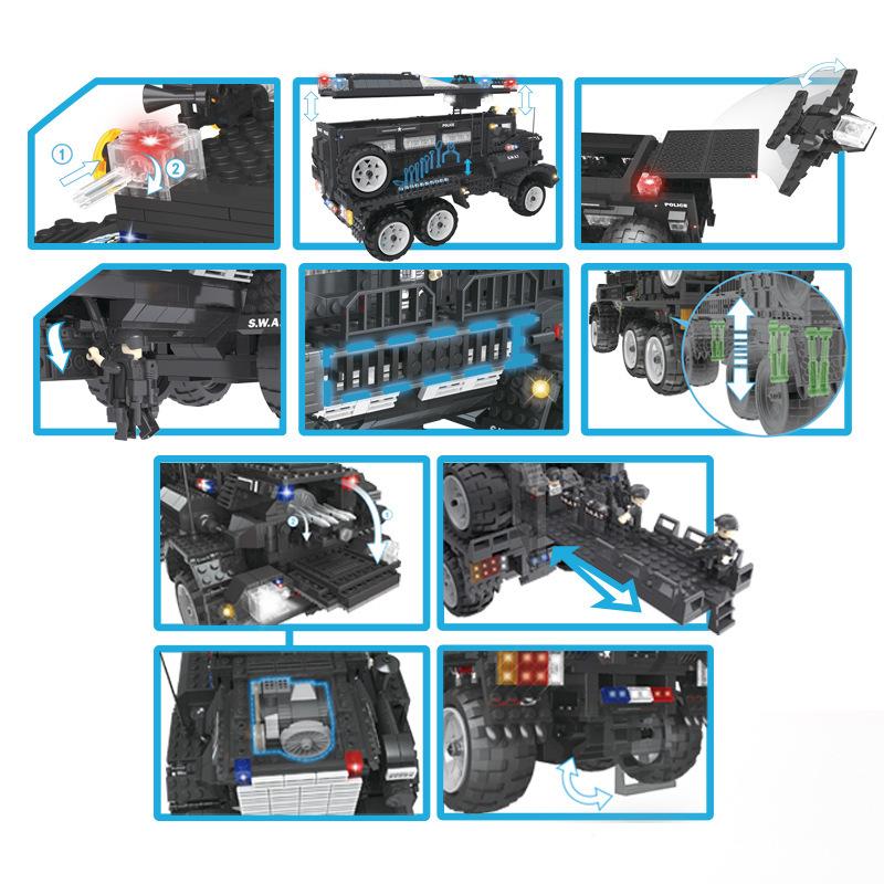 Swat Team Military 6-12 Years Old Children Educational Building Block Aegis Anti-Riot Armored Vehicle C0558