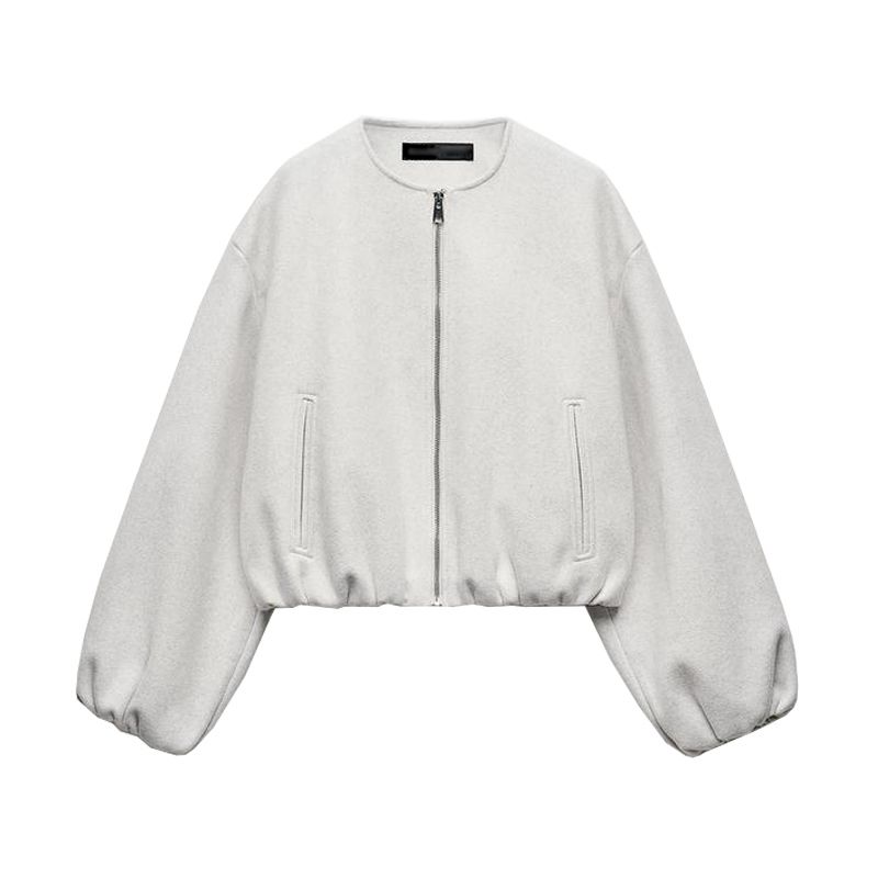 Spring New Women's Clothing Round Neck Long Sleeves Elastic Decorative Layer Soft Pilot Jacket Outwear 3046274