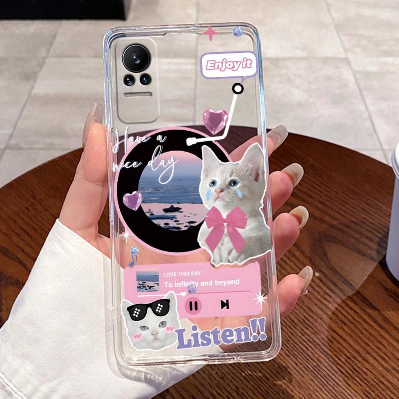Casing For Xiaomi Mi Civi / 1S Ultra Thin Clear Transparent Aesthetic Cute Cat Astronaut Phone Case Back Protective Cover Shell