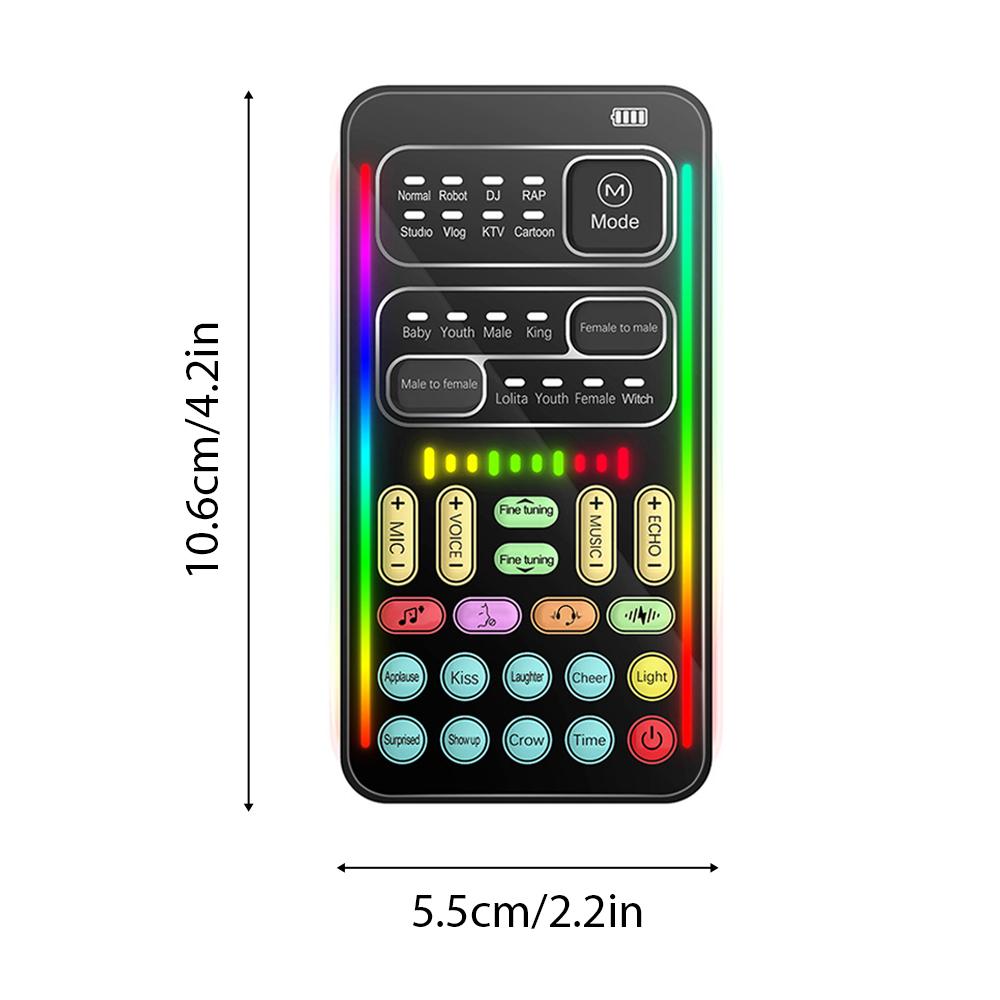 Voice Changer Portable Voice Changer Device with 8 Sound Effects Colorful Light Mini Live Broadcast