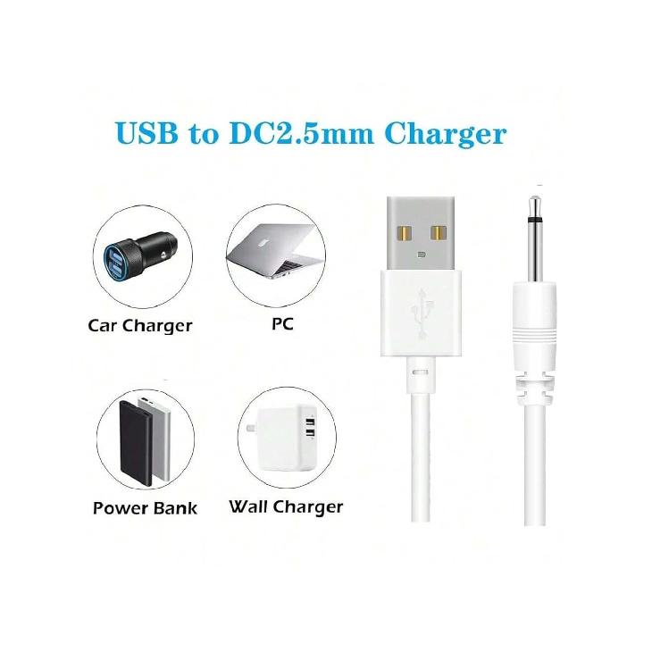 DC Charging Cable, 2.5mm Massager Charger Cable Charger Replacement 2.7Ft DC Charging Cable Fast USB Charger Cord Replacement, 2 Pack
