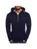 Men's Solid Color Casual Lapel Zip-Up Hoodie with Pockets