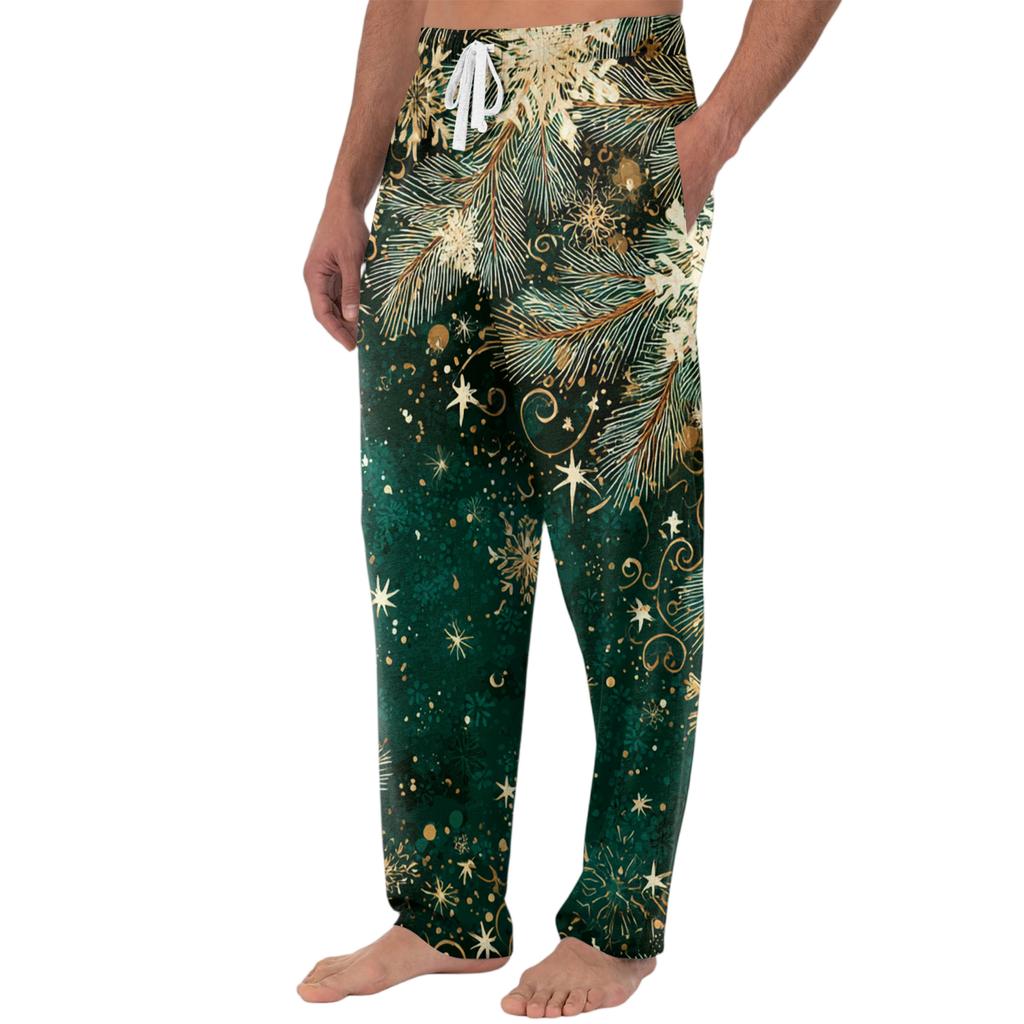 Men's Knitted Fashion Print Pocket Casual Pants Pajama Pants