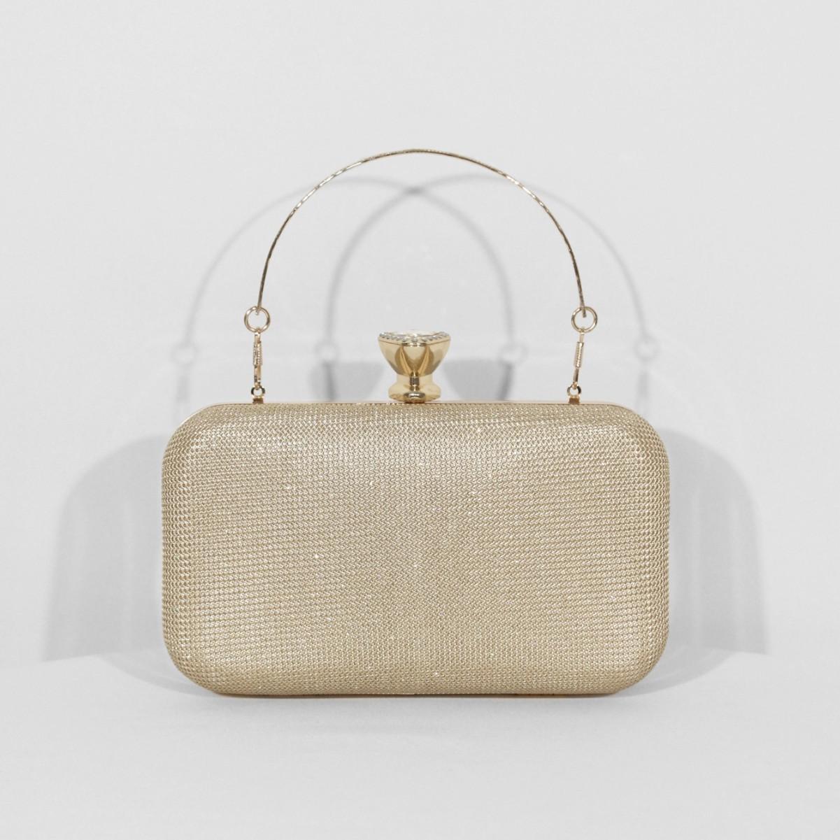 

Light luxury woven shiny ladies dinner bag party bag with chain handbag diamond-encrusted high-end bag золотой