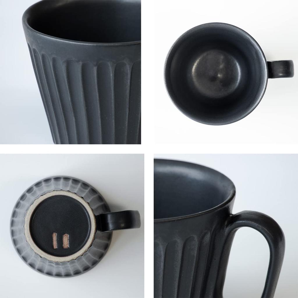 Wired Beans Wired Beans Mug To Last a Lifetime Kasama Ware Shinogi Mug 240ml Pair Set White Matt matte/Black