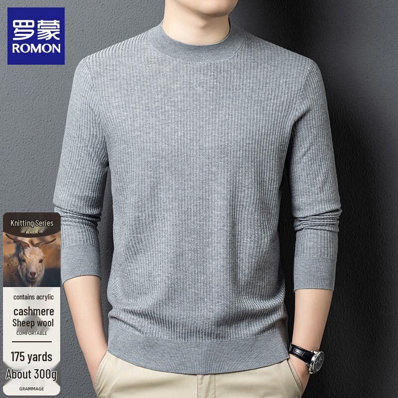 

ROMON Men s Solid Color Round Neck Knit Sweater 170/M