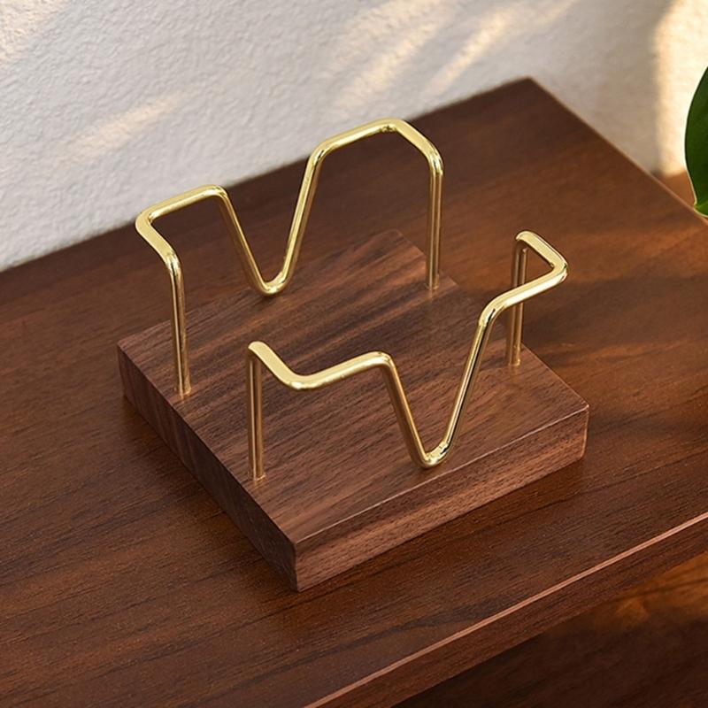 Iron Wire Note Block Stand with Wood Base Desk Notepads Storage Box Memo Pad Organizers Stand For Office Desk 94x94mm