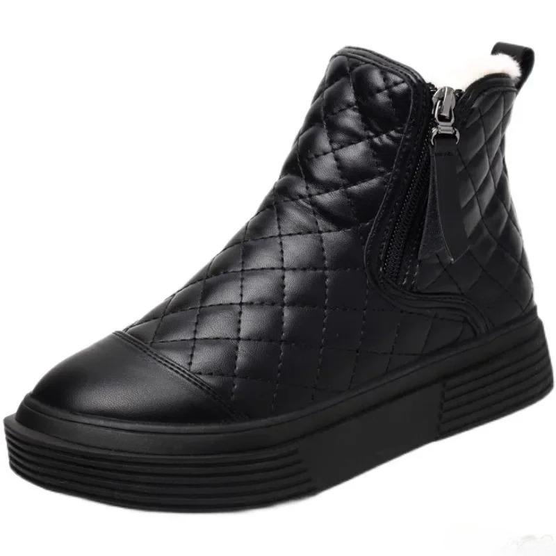 

Модные универсальные толстые зимние сапоги женские осень зима новые на мягкой подошве теплые нескользящие женские ботинки удобная обувь 35 чёрный