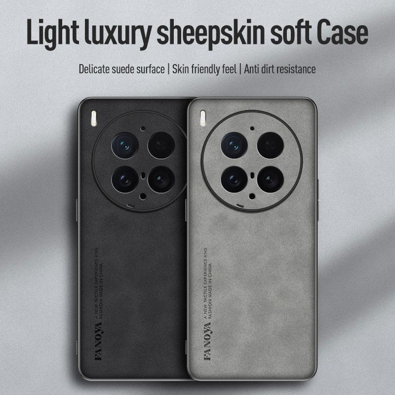 EUCAGR Hülle Für VIVO X300 Pro X300 Ultra Schafsleder PU Leder Rückseite Schutz PC Anti-Drop Abdeckung Für VIVO X300S Schutz Hülle
