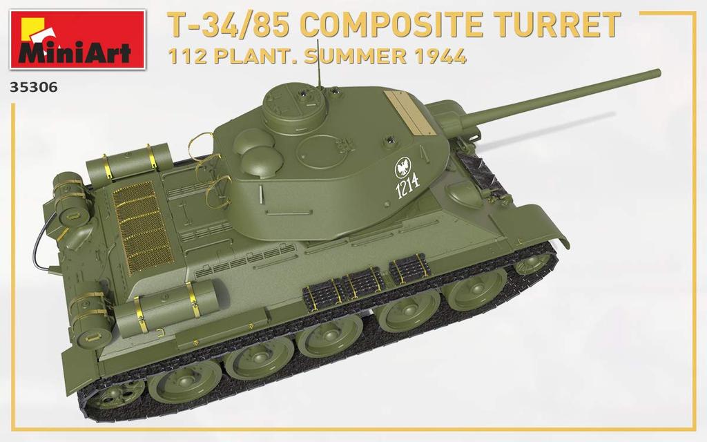 MiniArt Scale Soviet Composite Factory Summer Plastic Model Kit MA35306 1/35 T-34-85 Turret, No. 112, 1944,