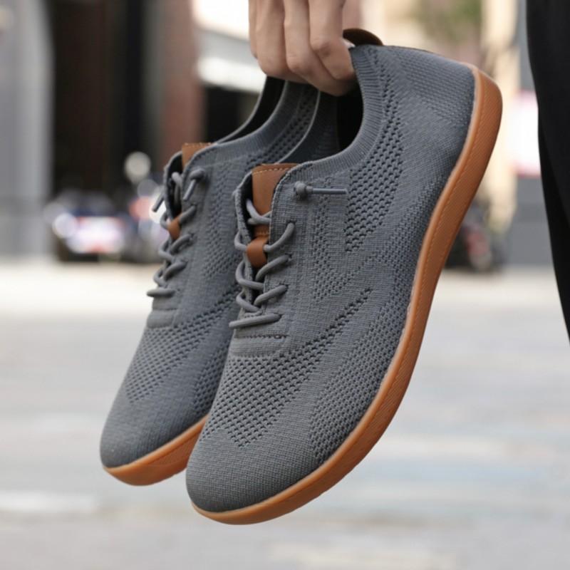 

Женские широкие головные уличные босиком повседневные туфли с широким носком Мужские дышащие с нулевым перепадом Парные спортивные туфли Мягкие слипоны для ходьбы 36 серый