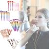 10 Girl Piece Makeup Brush Set Gradient Finish Durable Plastic Supplies Handles