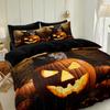 Cat Pumpkin Duvet Cover Set Halloween Comforter Cover Ghost Bedding Set Horror Quilt Cover Black Room Decor 3PCS NO Comforter