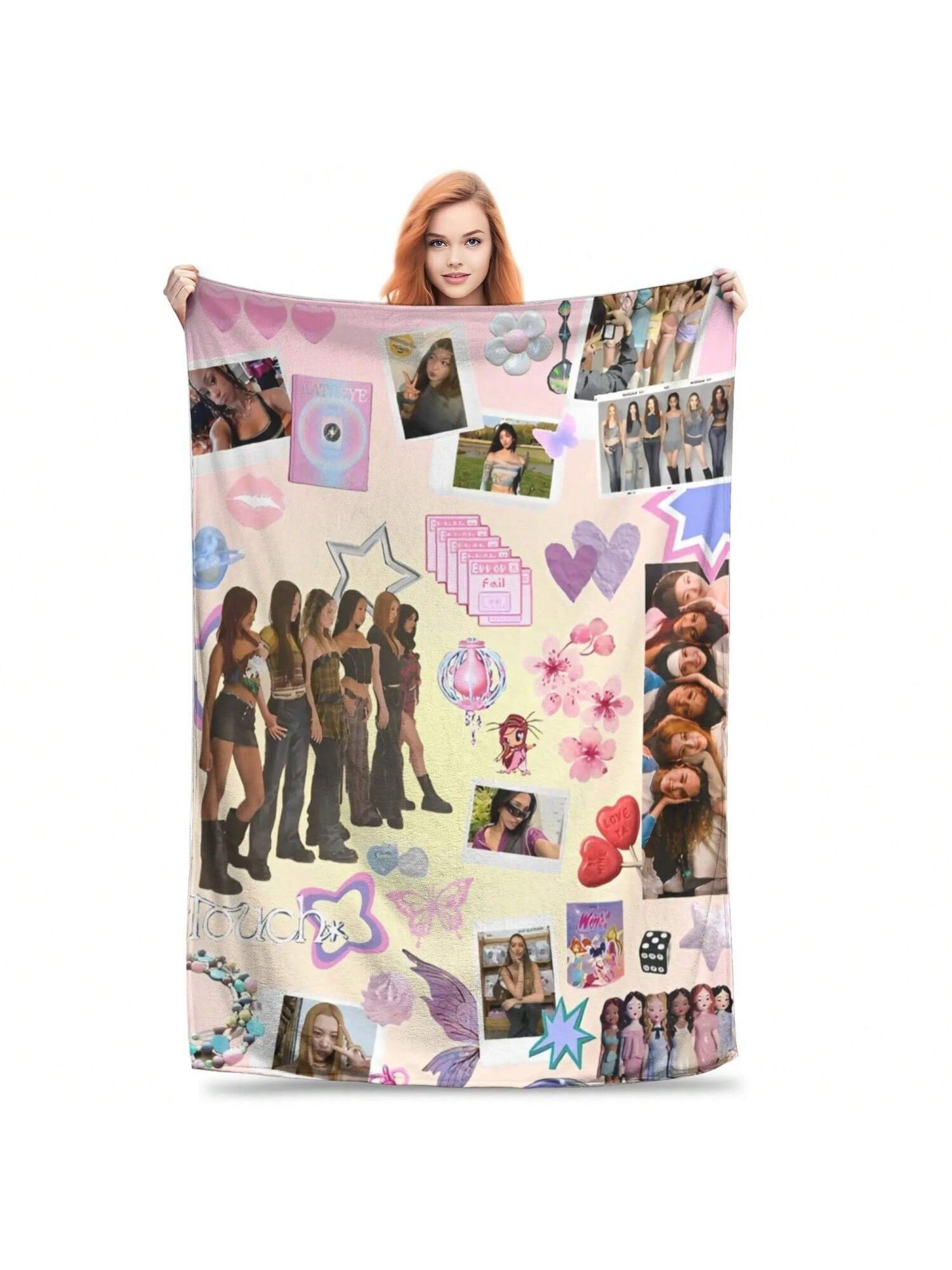 

Супертеплые одеяла Пикник Корейский стиль KATSEYE Gnarly Плед Покрывало для спальни Забавная накидка на диван-кровать 75X95CM серый