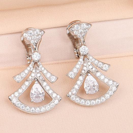 New Hot Brand Vintage Zircon Earrings for Women Luxury Jewelry Fashion Designer Eardrop Pure 925 Sliver Party Clip Earrings