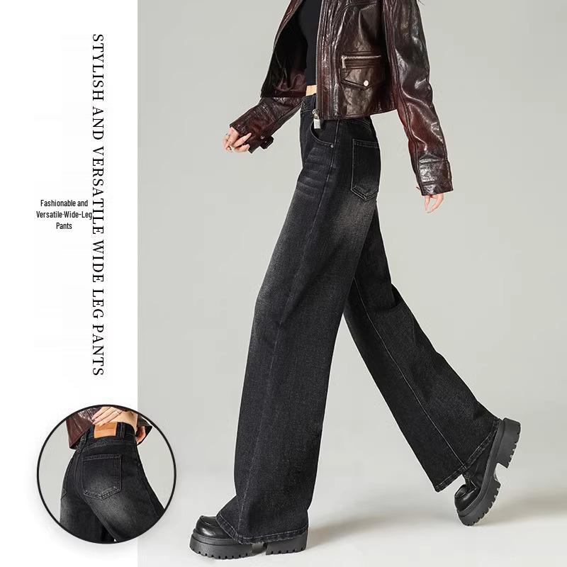 

2025 Women s Black High Waist Wide Leg Jeans - Slimming, Loose, Straight Fit for Pear Shapes 31