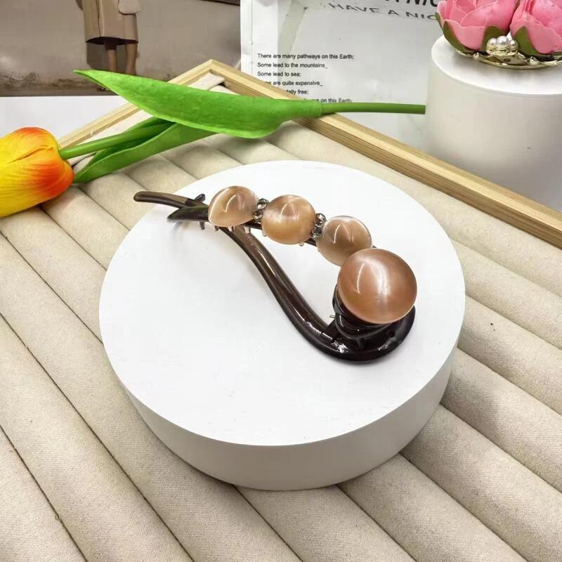 Retro S-förmige Pferdeschwanz-Twist-Haarspangen, modische Perlen-Haarspangen mit Haifisch-Clip, Haarnadeln, Haarspangen, Haarspangen, Haarschmuck für Frauen, Kopfbedeckungen