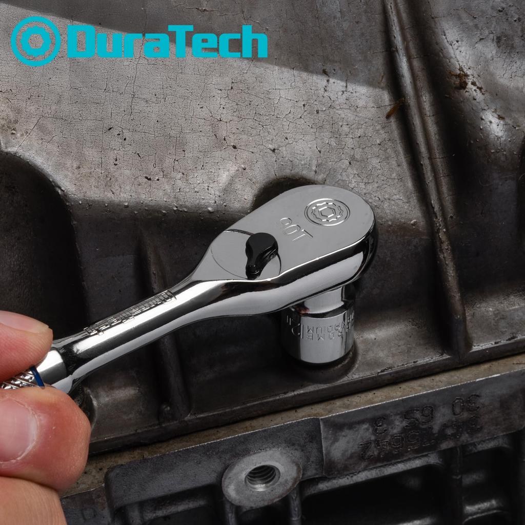 DURATECH Ratchet Wrench set with ratchet handle and socket wrenches storage and Ideal for tightening and loosening and Suitable for car machinery and