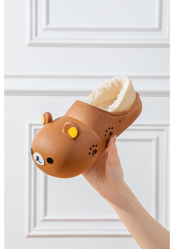 2025 Rilakkuma Cotton Slippers: Warm Winter Closed-Toe Little Bear Design for Girls