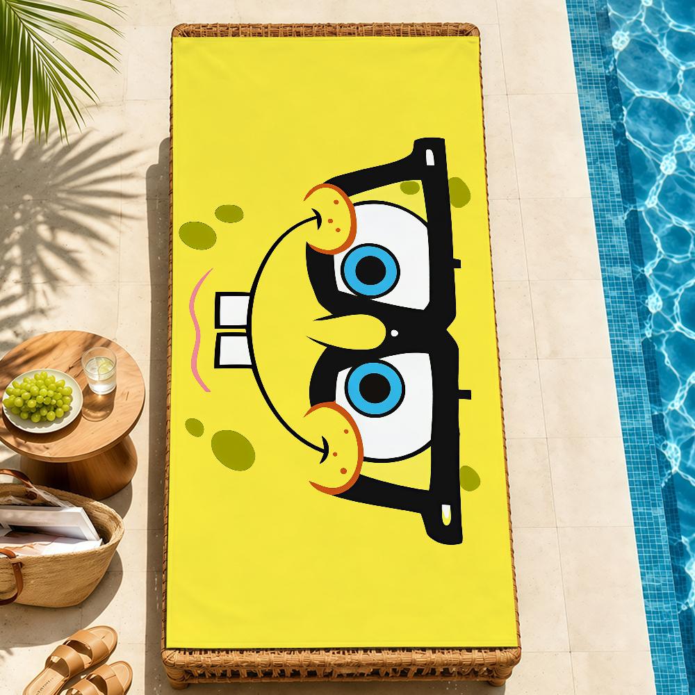 Beach Towels cute b-b-BobS-s Soft fun Quick Dry Pool cartoon s-S-S-SpongeS-eS bathing Towel Travel Gym Spa Camp sport face Gift