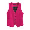 Colete Feminino Sem Manga Decote V de Botão Único Corte Ajustado Colete Clássico Formal Roupa de Trabalho para Escritório Peça para Camadas