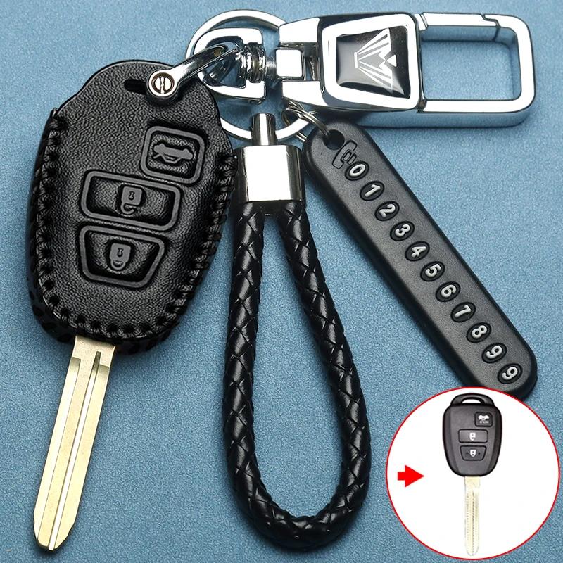 Styling Mouldings Leather Car Key Case Cover for Toyota Rav4 MK4 Rav 4 Corolla Fielder Vitz Remote 2/3/4 Buttons Shell Fob Shell
