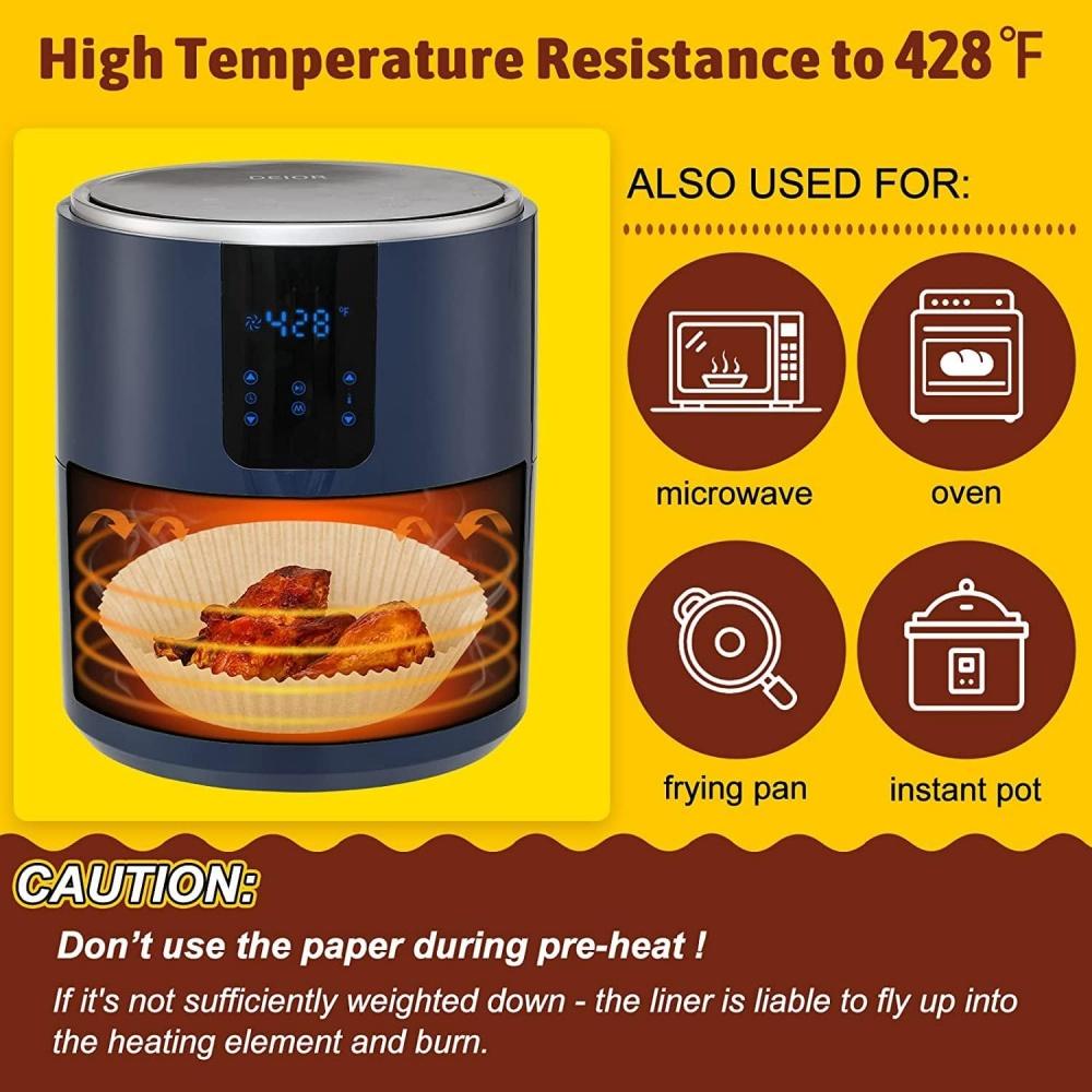 50pcs Air Fryer Paper Bowl Liner Baking Liner Paper Non-stick Oven for Air Fryer Heavy Duty Parchment