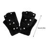 Half Finger Screentouch Gloves with Star Decors Soft Rex Rabbit Furs Short Gloves for Students Girl Winter Daily Wear