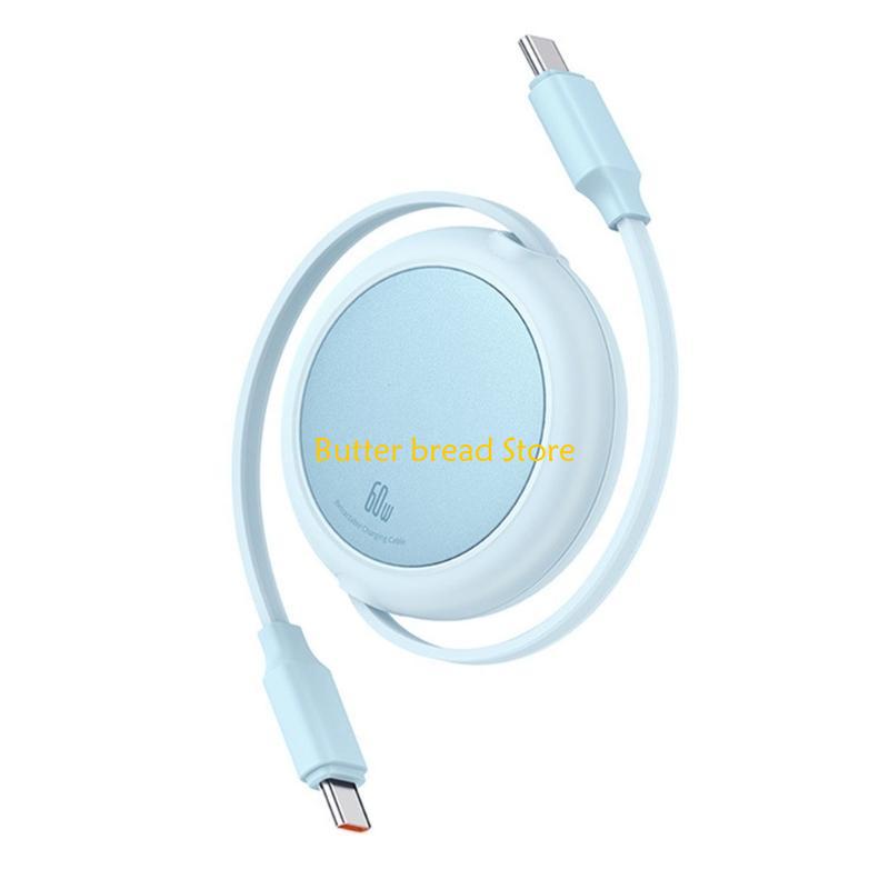 

W89C Retractable 60W USB C Cable Type C Fast Charging Data Transfer Cable for Phone синий