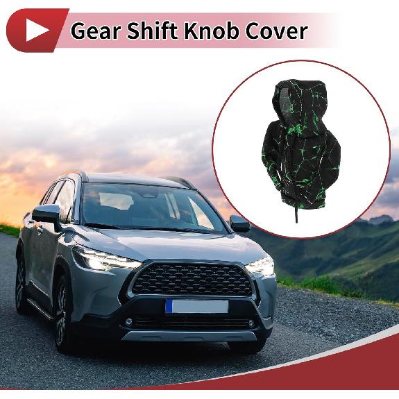 

1 Pc Gear Shift Knob Cover Decoration Stick Shifting Handle Protector 5.91 x4.33 Hoodie Style Green Black Polyester