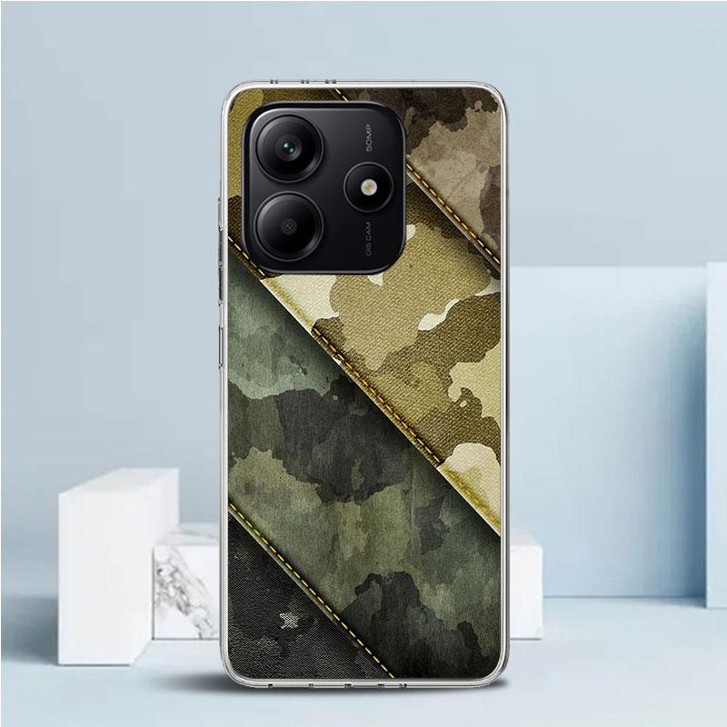 Camouflage Military Soft Cover for Xiaomi Redmi Note 15 14 13 12 Pro Plus Phone Case 14S 11S 11T 11E 10S 10 4G Pattern Shell Red