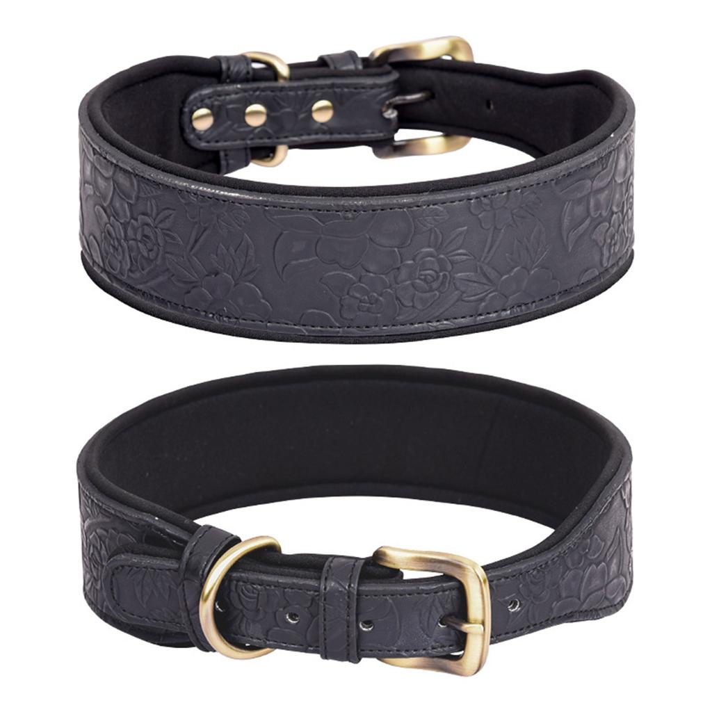 Embossed Leather Dog Collar Adjustable Dog Collars for Outdoor Walking Medium Large Puppy Collar Pet Training Supplies