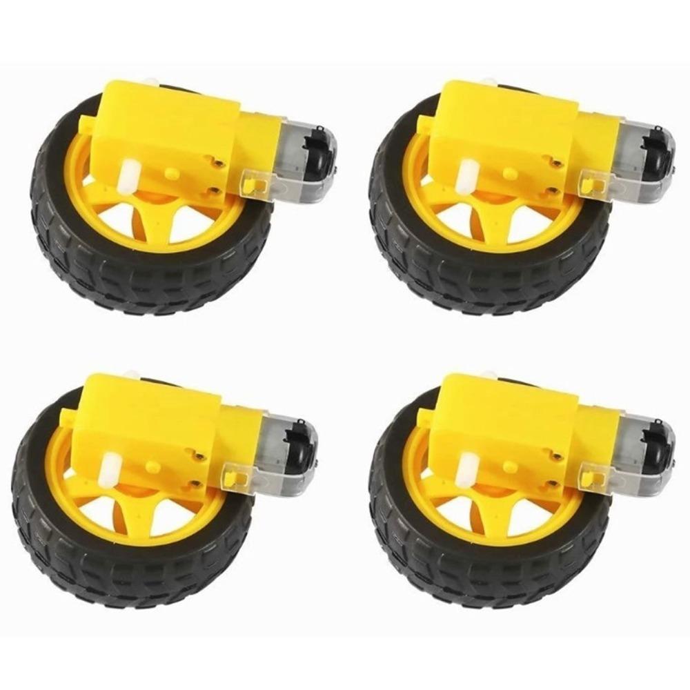 

4 Sets Durable Ratio 1:48 TT Motor Dual Shaft 200RPM Tire Wheel Kit DC 3-6V RC Vehicle Accessories for Smart Car Robot