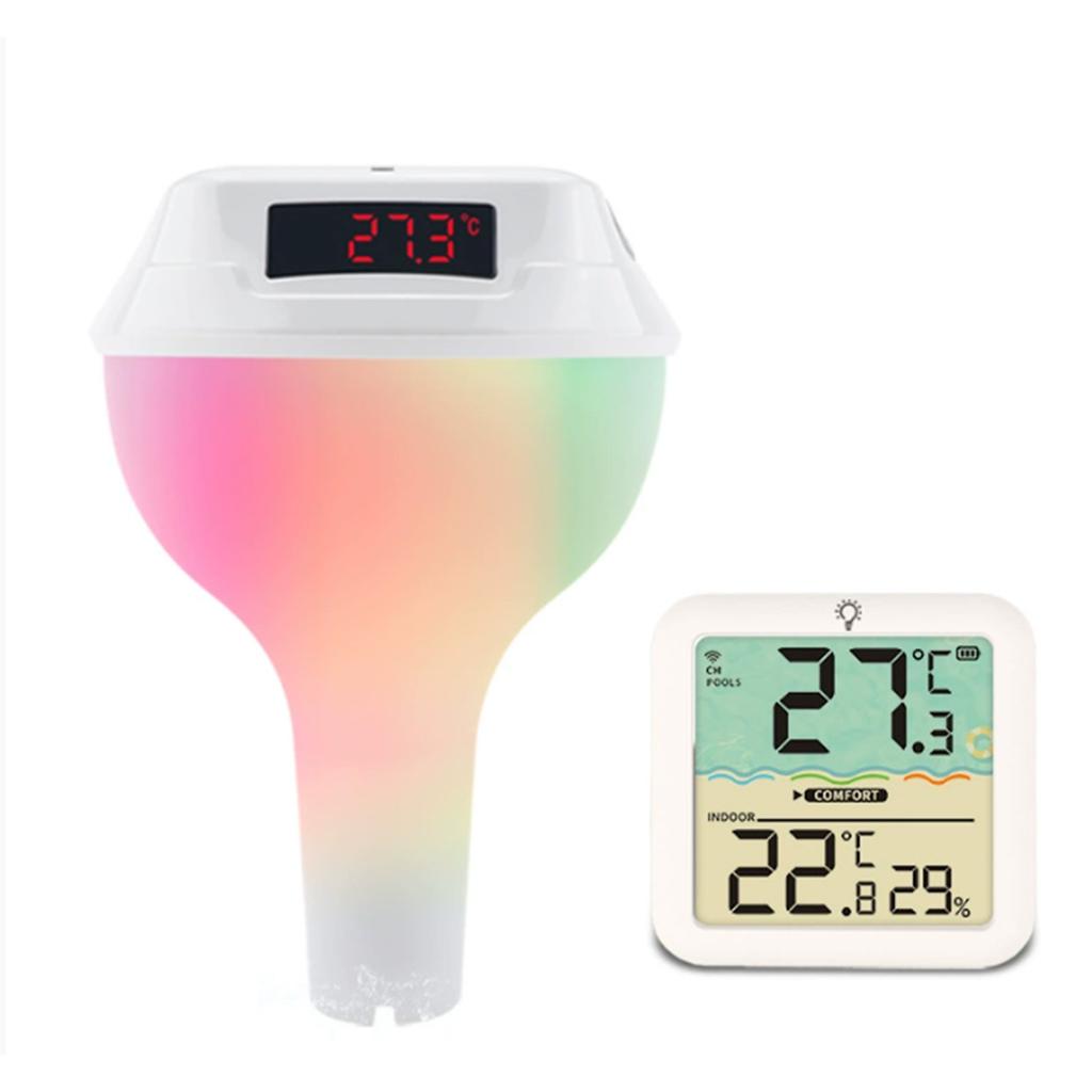 Wireless Floating Pool Thermometer Colorful Light Changing Swimming Pool LED Display for Garden Yard