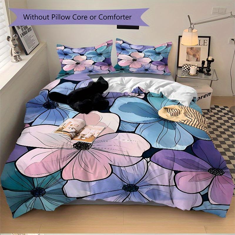 3Pcs Floral Pattern Printed Bedding Set, Breathable And Soft, Machine Washable, Christmas Gift, Suitable for Bedroom Decoration, 15167