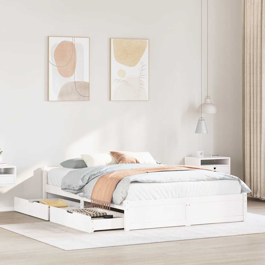 Solid Wood Bed without Mattress White 150x200 cm Pine Wood