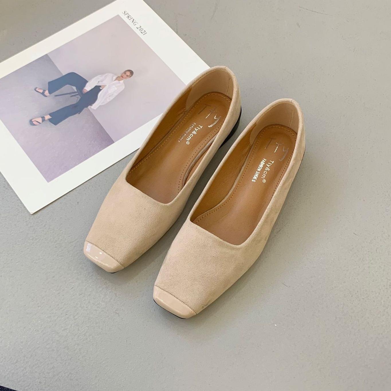 

Fashion Bailamos Women Soft Ballet Flats Foldable Roll-Up Shoes Brief Square Toe Grandma Shoes Woman Retro Moccasins Slip On Loafers Muj 39 абрикосовый