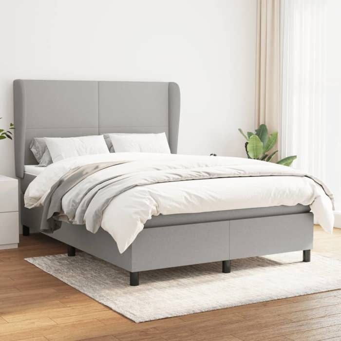 VidaXL Lit à sommier tapissier avec matelas Gris clair 140x190cm Tissu - Modèle 3127797