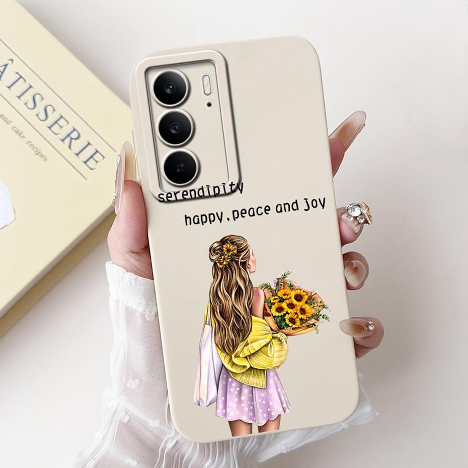 Phone Case For Realme C75 C65 4G 2024 Pretty Girl Flower Printed Soft Silicone Back Cover For Realme C65 C75 Cases Bumpers
