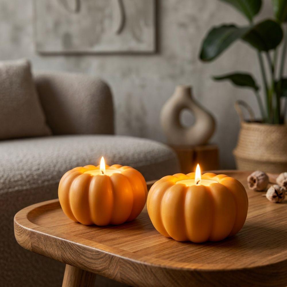 3D Printed Pumpkin Tealight Holder Fall Style Ambient Candle Stand Living Room