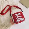 Women Canvas Crossbody Bag Casual Small Shoulder Bag Canvas Shoe Design Crossbody Purse for Daily Life Travel Commuting