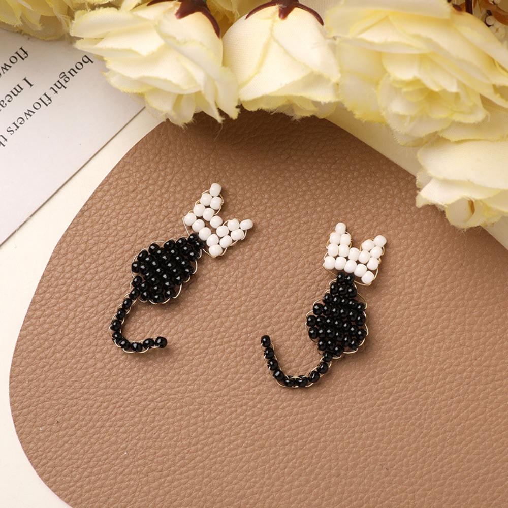 

2pcs/set Colorful Beads Diy Charms Kitten Jewelry Making Material Jewelry Decoration чорний