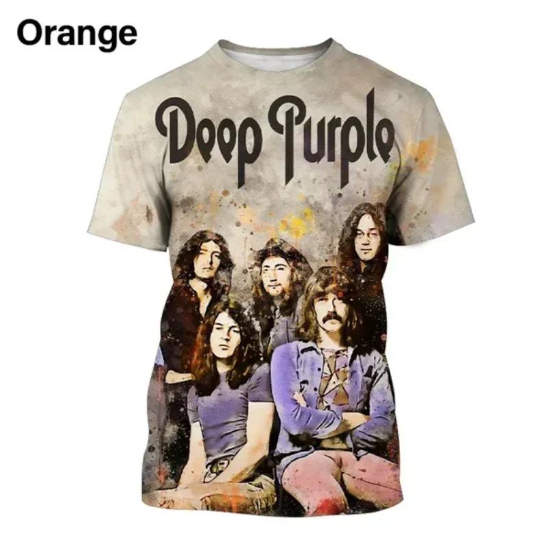 Summer Men Clothing Deep Purple Band Hard Rock Music 3D Print T-shirt Fashion Casual Oversized T Shirt Harajuku Unisex Tops Tees
